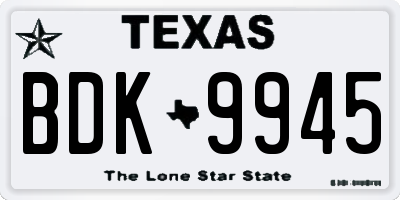 TX license plate BDK9945
