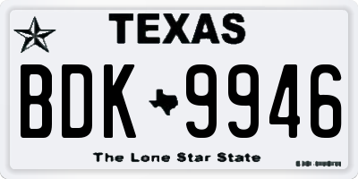 TX license plate BDK9946