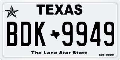 TX license plate BDK9949