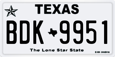 TX license plate BDK9951