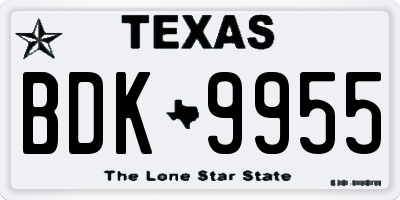 TX license plate BDK9955