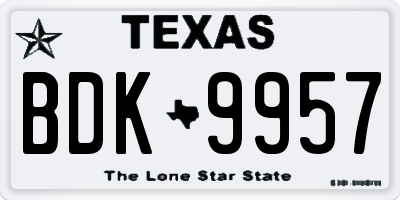 TX license plate BDK9957