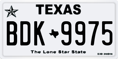 TX license plate BDK9975