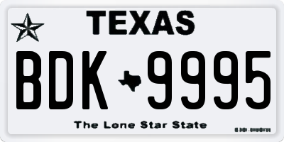TX license plate BDK9995