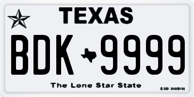 TX license plate BDK9999