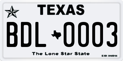 TX license plate BDL0003