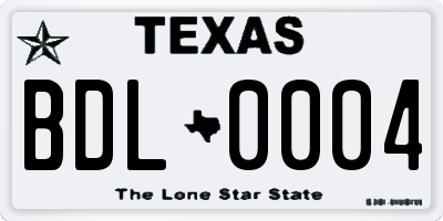 TX license plate BDL0004