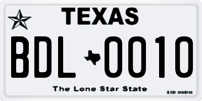 TX license plate BDL0010