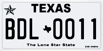 TX license plate BDL0011