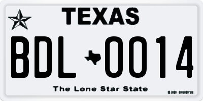 TX license plate BDL0014