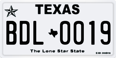 TX license plate BDL0019
