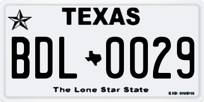 TX license plate BDL0029
