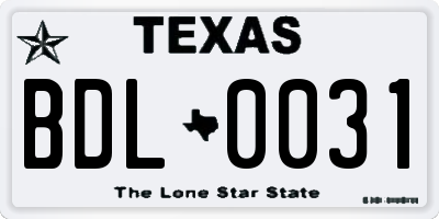 TX license plate BDL0031