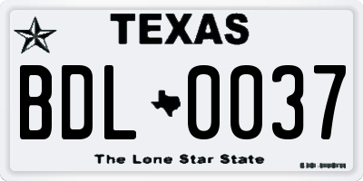 TX license plate BDL0037