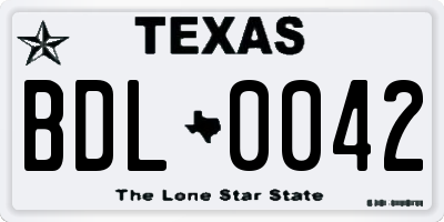 TX license plate BDL0042