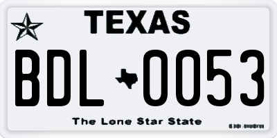 TX license plate BDL0053