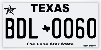 TX license plate BDL0060