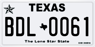 TX license plate BDL0061