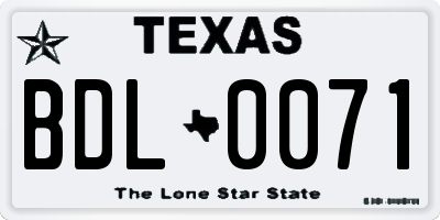 TX license plate BDL0071
