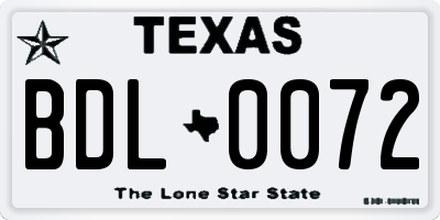TX license plate BDL0072