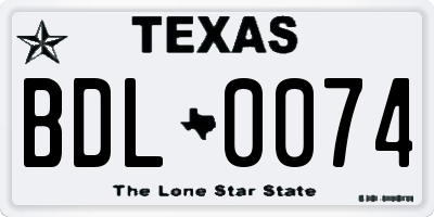 TX license plate BDL0074