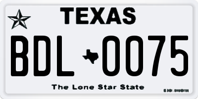 TX license plate BDL0075