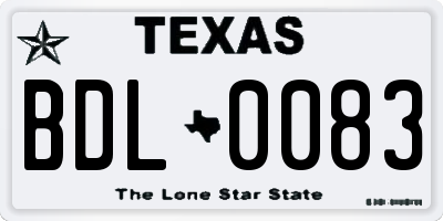 TX license plate BDL0083