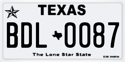 TX license plate BDL0087