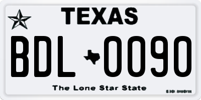 TX license plate BDL0090