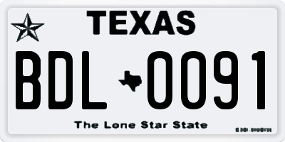 TX license plate BDL0091