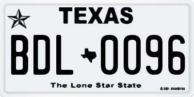 TX license plate BDL0096