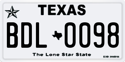 TX license plate BDL0098