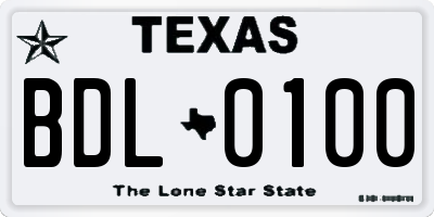 TX license plate BDL0100