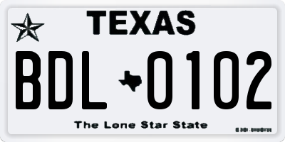 TX license plate BDL0102