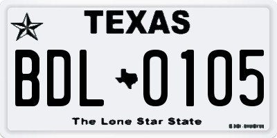 TX license plate BDL0105