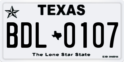 TX license plate BDL0107