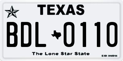 TX license plate BDL0110
