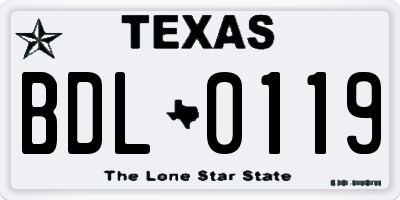 TX license plate BDL0119