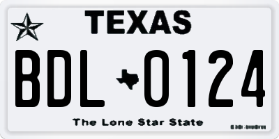 TX license plate BDL0124
