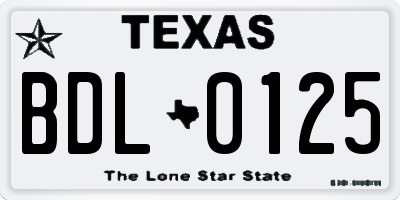 TX license plate BDL0125