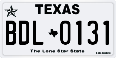TX license plate BDL0131