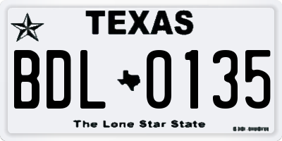 TX license plate BDL0135