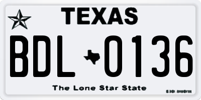 TX license plate BDL0136