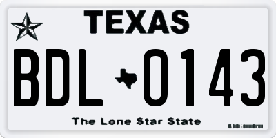 TX license plate BDL0143