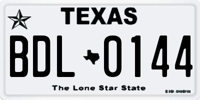 TX license plate BDL0144