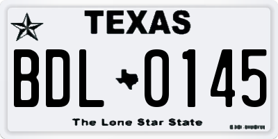 TX license plate BDL0145