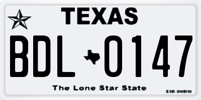 TX license plate BDL0147