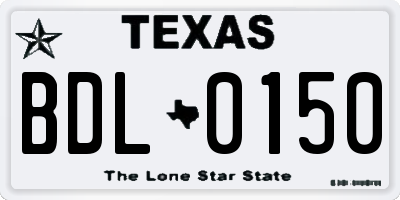 TX license plate BDL0150