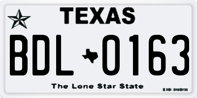 TX license plate BDL0163