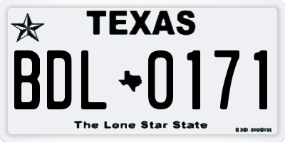 TX license plate BDL0171